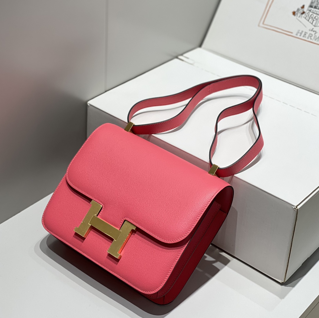 Hermes Constance 24cm Shoulder Bag In Rose Lipstick Epsom Leather